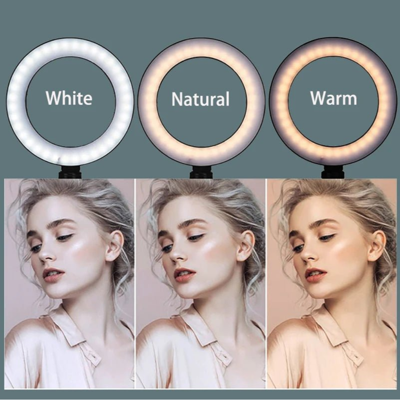 6inch Ring Light with Tripod Led Bright Ring Lamp Light Rim Song Lighting for Photography Selfie Ringlight Right Ligth - Checkouts UK