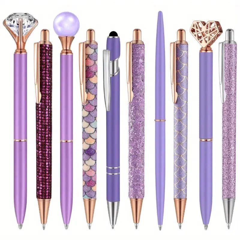 6pcs Ballpoint Pens Set Metal Crystal Diamond Pen for Journaling Glitter Stationery Fancy Gifts for Teacher Graduation Supplies - Checkouts USA