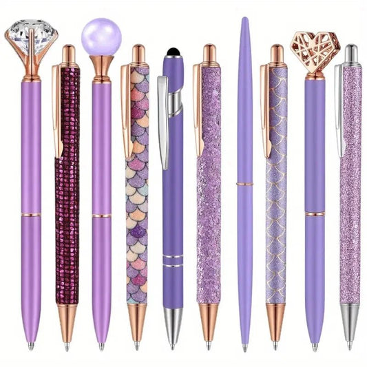 6pcs Ballpoint Pens Set Metal Crystal Diamond Pen for Journaling Glitter Stationery Fancy Gifts for Teacher Graduation Supplies - Checkouts USA