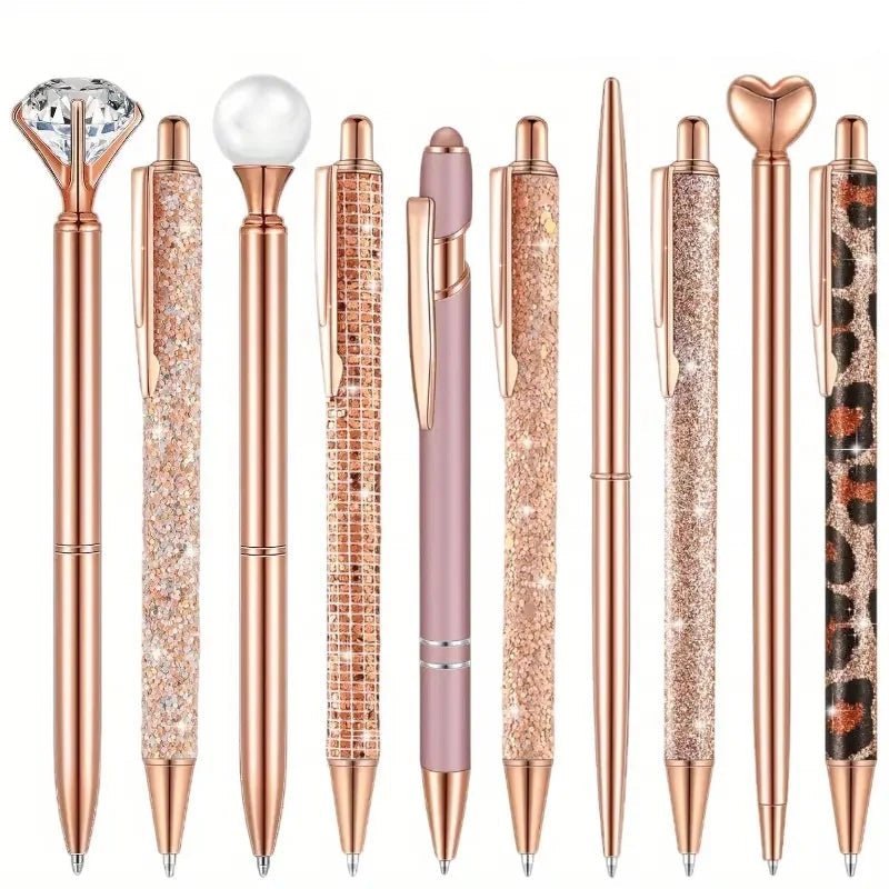 6pcs Ballpoint Pens Set Metal Crystal Diamond Pen for Journaling Glitter Stationery Fancy Gifts for Teacher Graduation Supplies - Checkouts USA