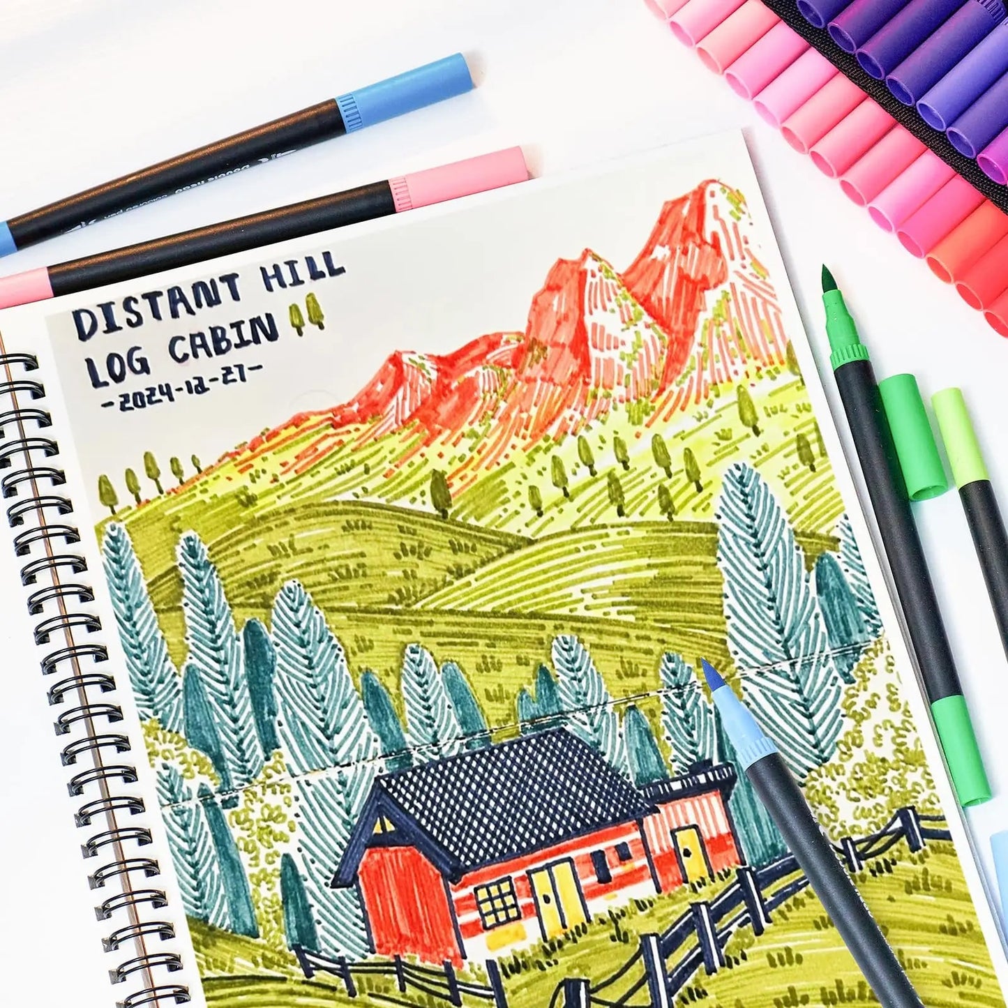 72 Colors Premium Dual Tip Art Markers Set with Foldable Case - Extra Fine & Brush Tips for Adult Artists Drawing, Painting - Checkouts USA