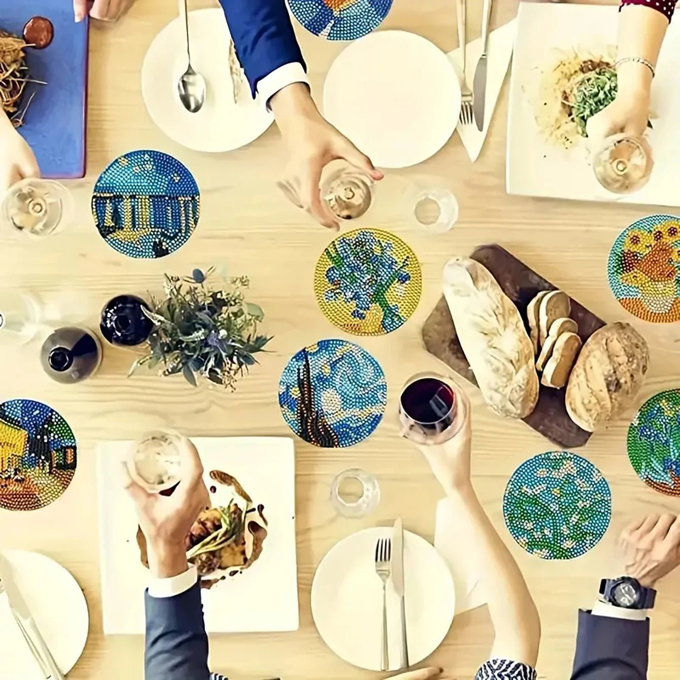 8 pieces/set of diamond painting coaster set, DIY coaster with holder, suitable for beginners and adults as diamond craft gifts - Checkouts UK