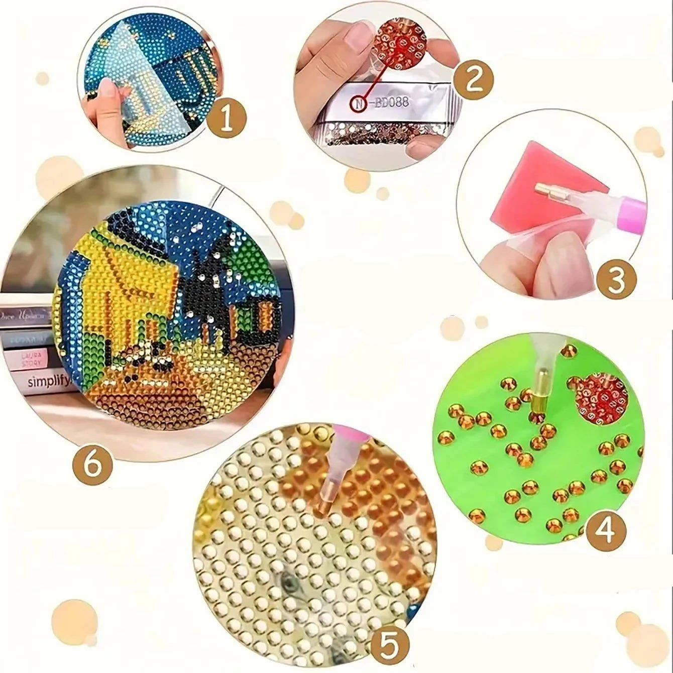 8 pieces/set of diamond painting coaster set, DIY coaster with holder, suitable for beginners and adults as diamond craft gifts - Checkouts UK