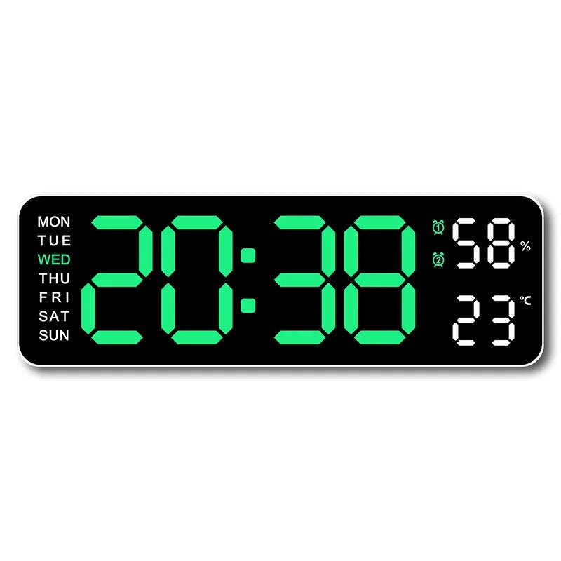 9 Inch Large Digital Wall Clock USB Powered TEMP Humidity Week Auto Dimmer DST Table Clock 12/24H Electronic LED Alarm Clock - Checkouts UK