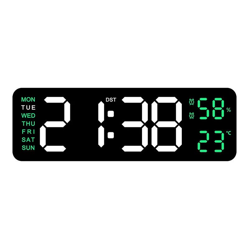 9 Inch Large Digital Wall Clock USB Powered TEMP Humidity Week Auto Dimmer DST Table Clock 12/24H Electronic LED Alarm Clock - Checkouts UK