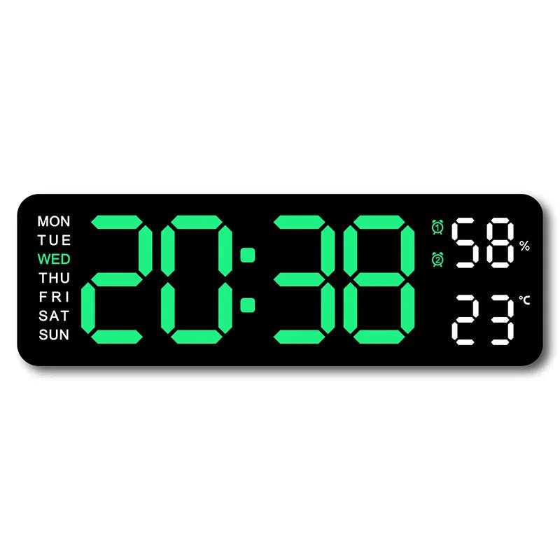 9 Inch Large Digital Wall Clock USB Powered TEMP Humidity Week Auto Dimmer DST Table Clock 12/24H Electronic LED Alarm Clock - Checkouts UK