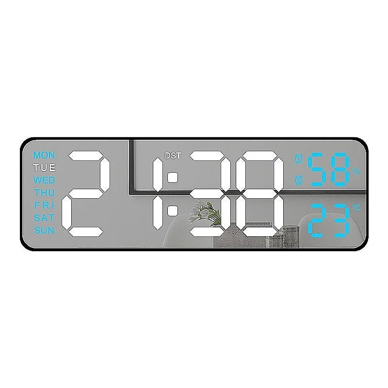9 Inch Large Digital Wall Clock USB Powered TEMP Humidity Week Auto Dimmer DST Table Clock 12/24H Electronic LED Alarm Clock - Checkouts UK