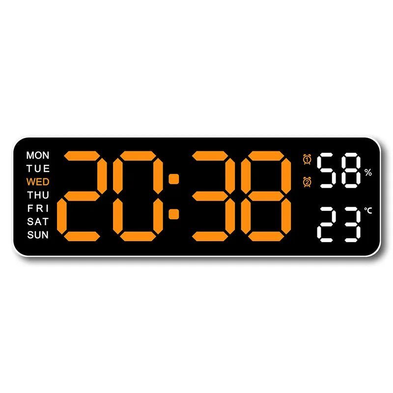 9 Inch Large Digital Wall Clock USB Powered TEMP Humidity Week Auto Dimmer DST Table Clock 12/24H Electronic LED Alarm Clock - Checkouts UK