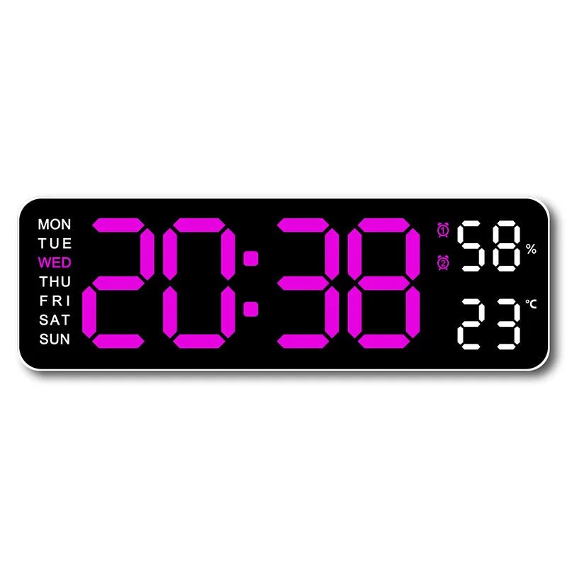 9 Inch Large Digital Wall Clock USB Powered TEMP Humidity Week Auto Dimmer DST Table Clock 12/24H Electronic LED Alarm Clock - Checkouts UK