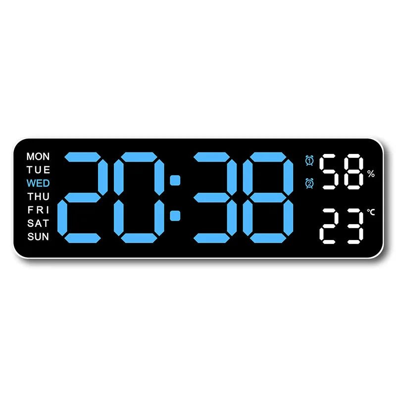 9 Inch Large Digital Wall Clock USB Powered TEMP Humidity Week Auto Dimmer DST Table Clock 12/24H Electronic LED Alarm Clock - Checkouts UK
