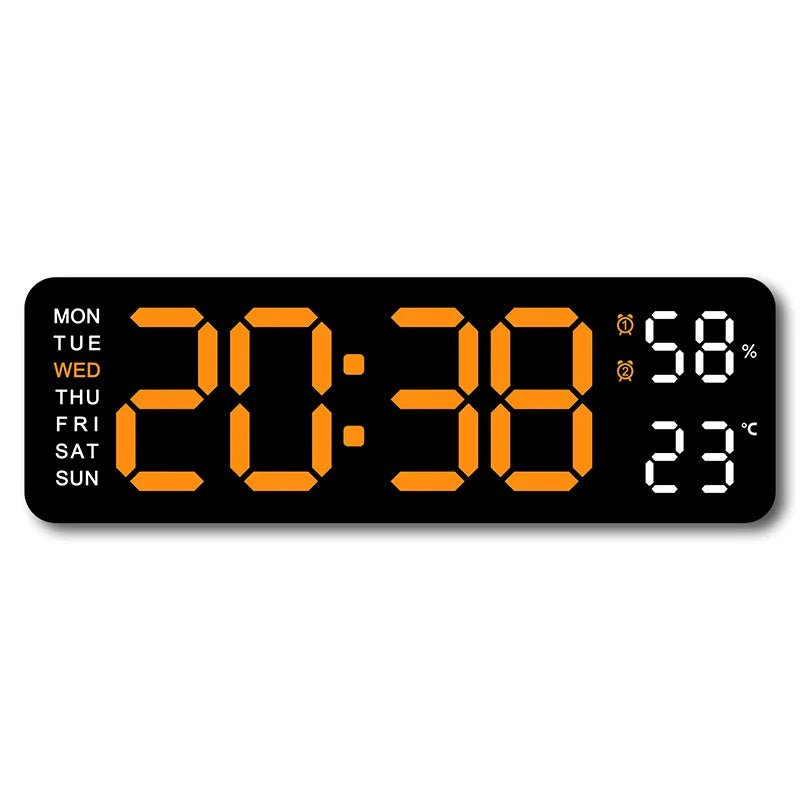 9 Inch Large Digital Wall Clock USB Powered TEMP Humidity Week Auto Dimmer DST Table Clock 12/24H Electronic LED Alarm Clock - Checkouts UK