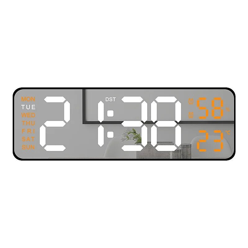 9 Inch Large Digital Wall Clock USB Powered TEMP Humidity Week Auto Dimmer DST Table Clock 12/24H Electronic LED Alarm Clock - Checkouts UK