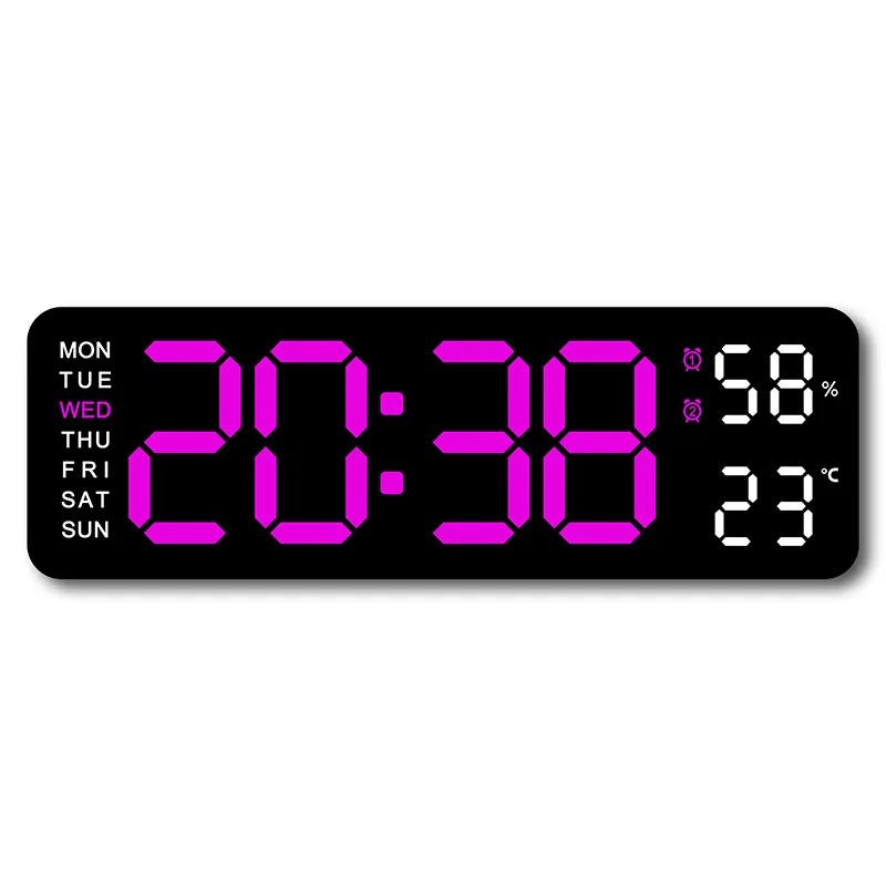 9 Inch Large Digital Wall Clock USB Powered TEMP Humidity Week Auto Dimmer DST Table Clock 12/24H Electronic LED Alarm Clock - Checkouts UK