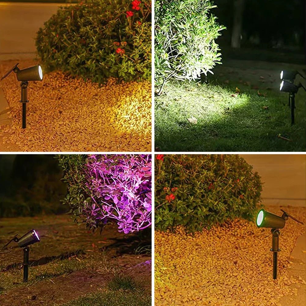 9 LED Solar Spot Lights IP65 Waterproof Outdoor RGB Solar Landscape Lights Brightness Adjustable for Garden Yard Palm Trees - Checkouts UK
