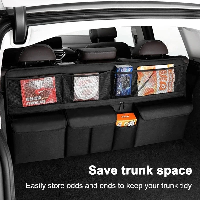 9 - Pocket Car Organizer Seat Back Hanging Storage Bag Wear - Resistant Oxford Colth SUV/MPV Trunk Organizer with Zipper - Checkouts USA