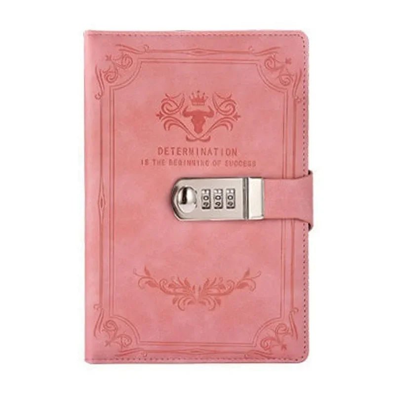 A5 200 Pages Retro Password Book with Lock Diary Thickened Creative Hand Ledger Student Notepad Stationery Notebook Binder - Checkouts USA