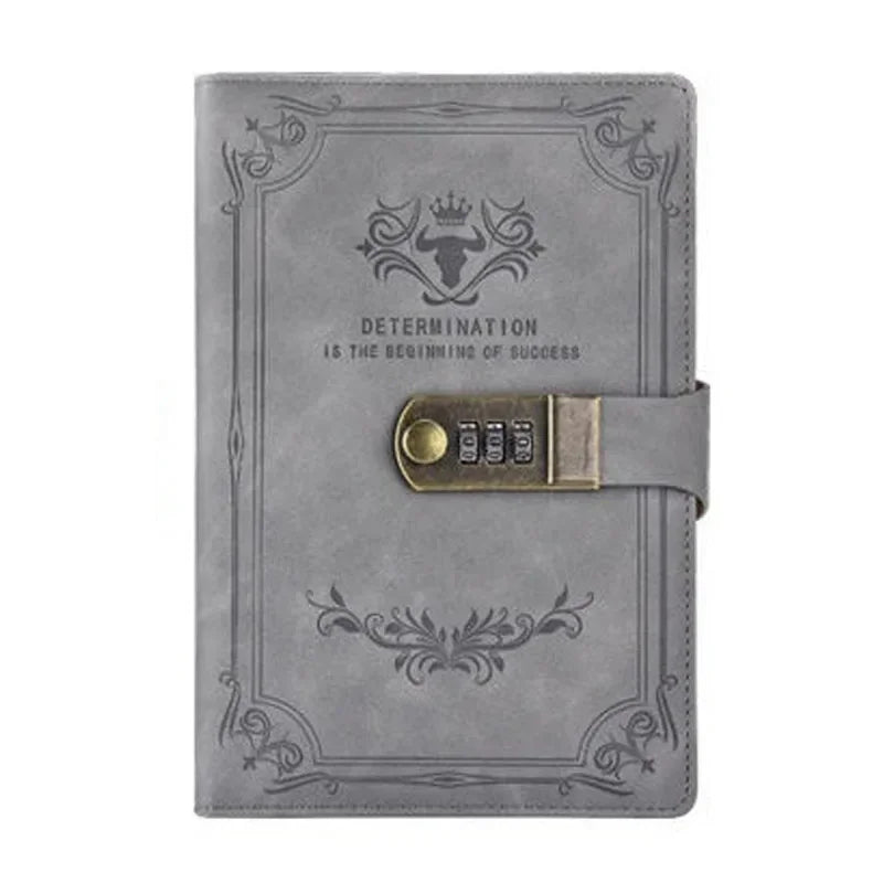 A5 200 Pages Retro Password Book with Lock Diary Thickened Creative Hand Ledger Student Notepad Stationery Notebook Binder - Checkouts USA