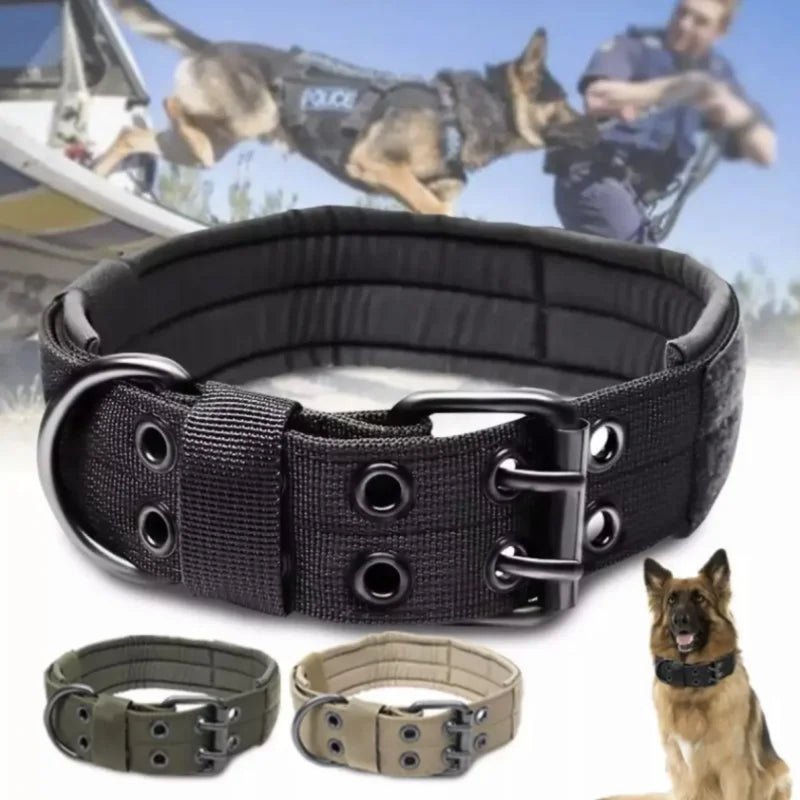 Adjustable Dog Collar Classic Reflective Training Military Dog Collar Nylon Heavy Duty Tactical Dog Collar German Shepherd - Checkouts UK