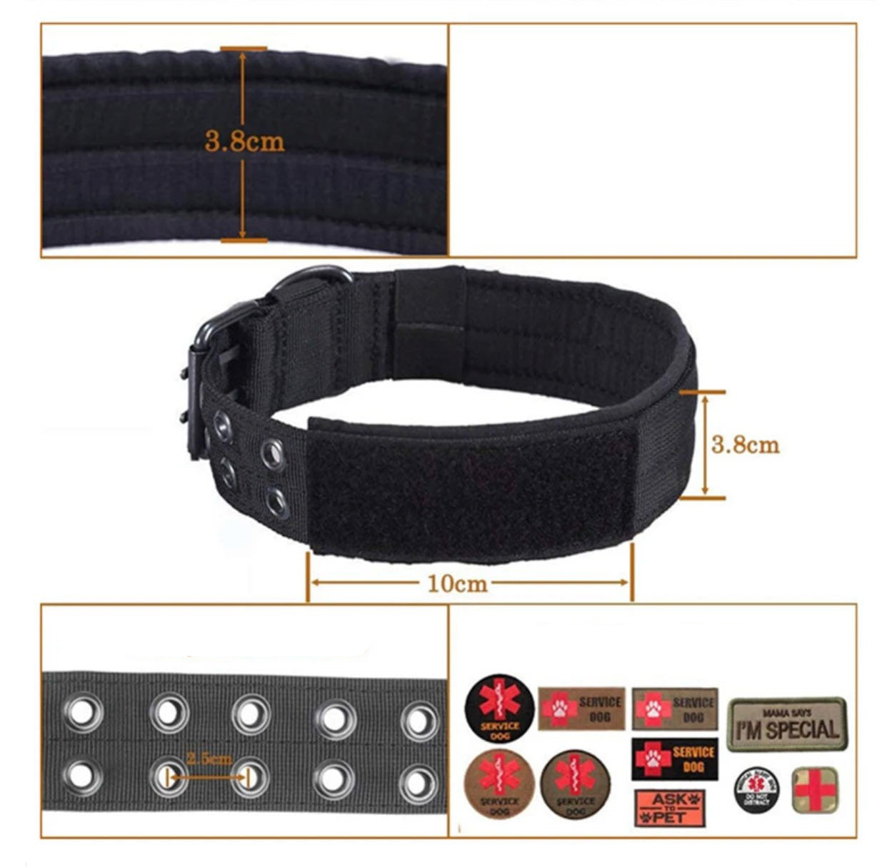 Adjustable Dog Collar Classic Reflective Training Military Dog Collar Nylon Heavy Duty Tactical Dog Collar German Shepherd - Checkouts UK