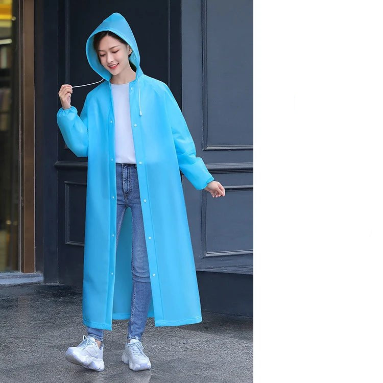 Adult Long Raincoats EVA Impermeable Waterproof Rain Coat Men Women Travel Hooded Beam Port Rain Poncho For Fishing Camping - Checkouts UK