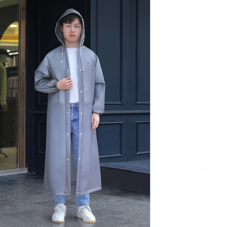 Adult Long Raincoats EVA Impermeable Waterproof Rain Coat Men Women Travel Hooded Beam Port Rain Poncho For Fishing Camping - Checkouts UK