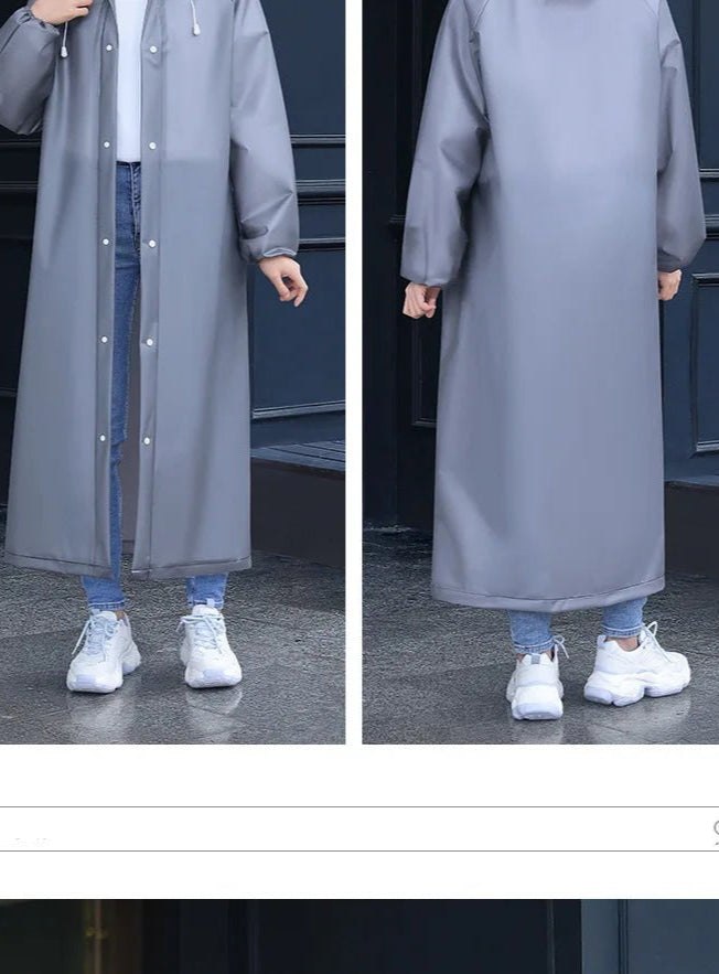 Adult Long Raincoats EVA Impermeable Waterproof Rain Coat Men Women Travel Hooded Beam Port Rain Poncho For Fishing Camping - Checkouts UK