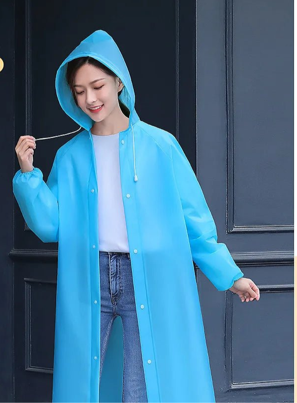 Adult Long Raincoats EVA Impermeable Waterproof Rain Coat Men Women Travel Hooded Beam Port Rain Poncho For Fishing Camping - Checkouts UK