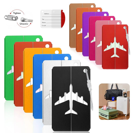 Aluminum Alloy Travel Luggage Tag Hanging Tag Suitcase Tag Plane With Name ID Cards Anti - lost Solid Color Travel Accessories.zmt - Checkouts UK