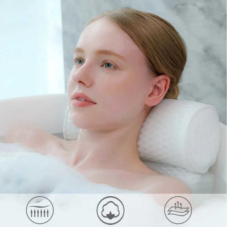 Bath Pillow for Bathtub Support Neck,Head and Back with Non - Slip Suction Cups air mesh - Checkouts UK