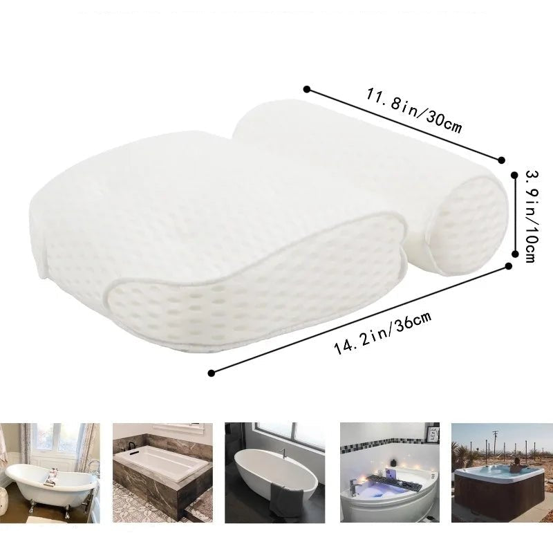 Bath Pillow for Bathtub Support Neck,Head and Back with Non - Slip Suction Cups air mesh - Checkouts UK
