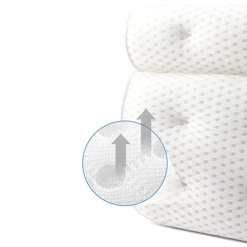 Bath Pillow for Bathtub Support Neck,Head and Back with Non - Slip Suction Cups air mesh - Checkouts UK