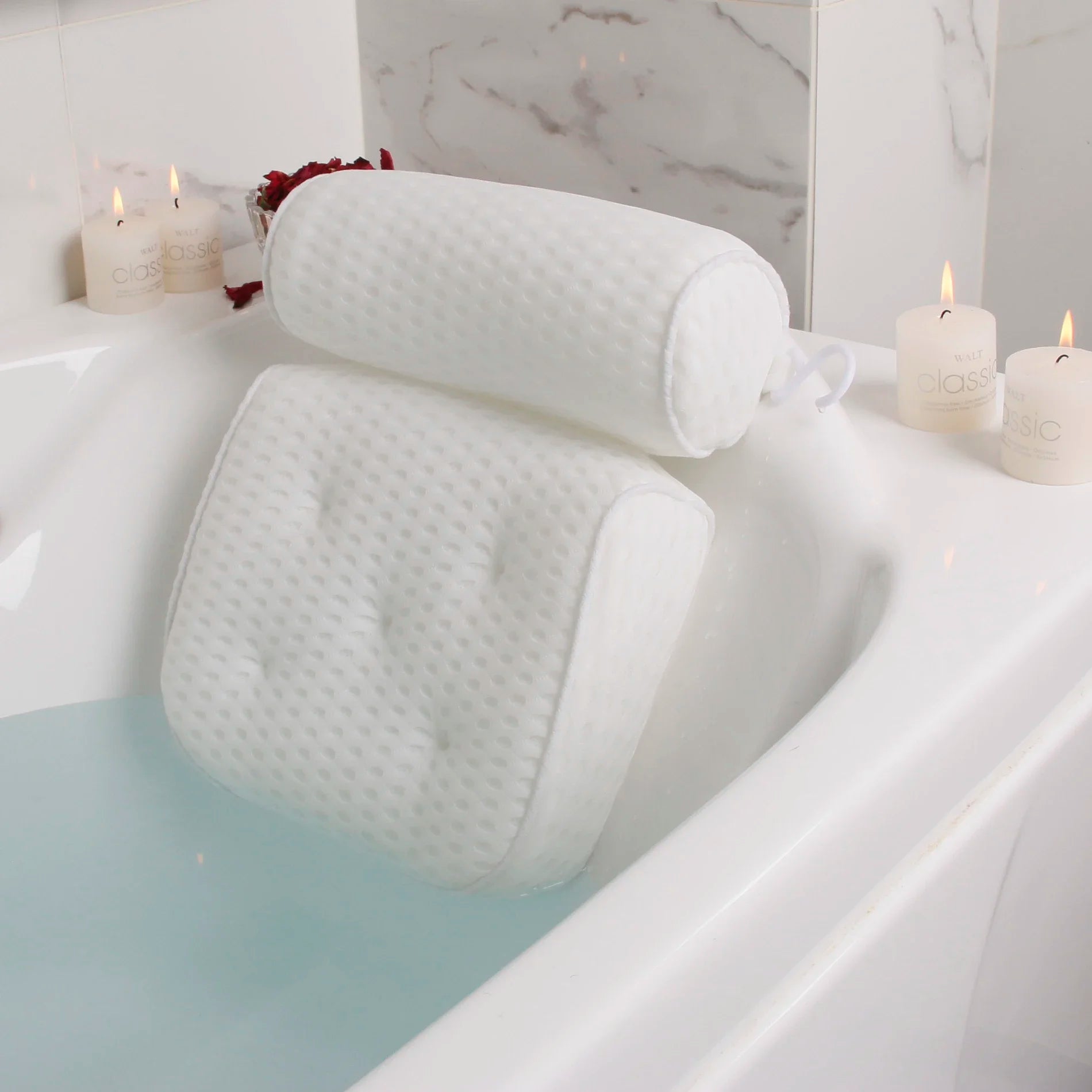 Bath Pillow for Bathtub Support Neck,Head and Back with Non - Slip Suction Cups air mesh - Checkouts UK