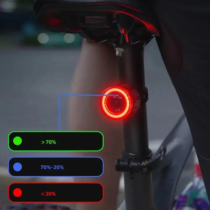 Bicycle Rear Light USB Charging High Visibility Multifunction Flashing With Brake Sensor Tail Light MTB Road Bike Lamps - Checkouts UK