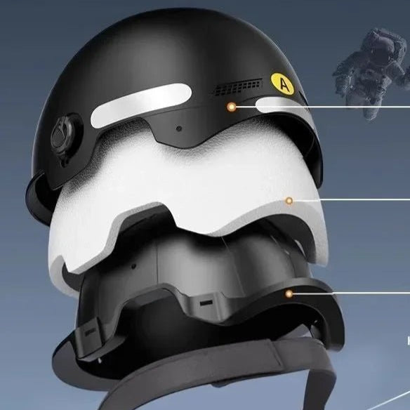 Bicycle Safety Helmet 3C Certified Men's and Women's Adult Children Cartoon Electric Bicycle Motorcycle Half Helmet with Goggles - Checkouts UK