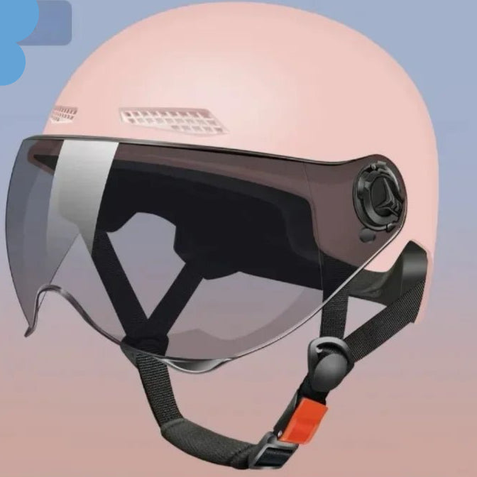 Bicycle Safety Helmet 3C Certified Men's and Women's Adult Children Cartoon Electric Bicycle Motorcycle Half Helmet with Goggles - Checkouts UK