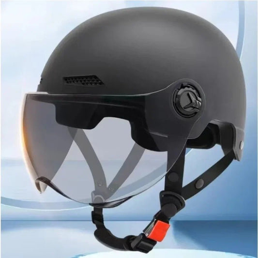 Bicycle Safety Helmet 3C Certified Men's and Women's Adult Children Cartoon Electric Bicycle Motorcycle Half Helmet with Goggles - Checkouts UK