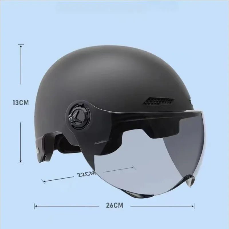 Bicycle Safety Helmet 3C Certified Men's and Women's Adult Children Cartoon Electric Bicycle Motorcycle Half Helmet with Goggles - Checkouts UK