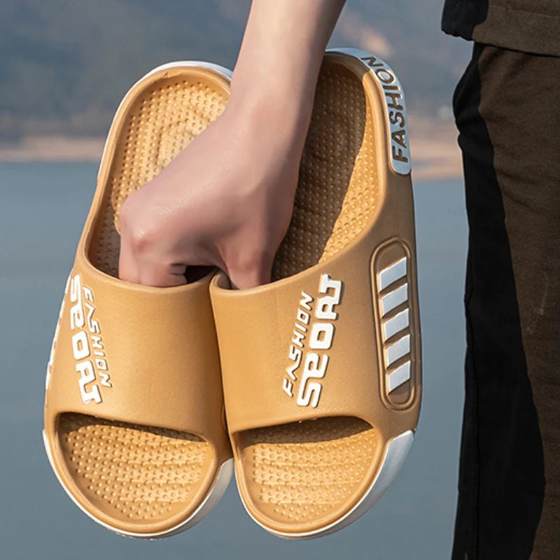 Big Size 48 - 49 Men Slippers Summer Flat Sole Home Slippers For Women Man Open Toe Trend Slides Couple Light Beach Shoes Sandals - Checkouts UK