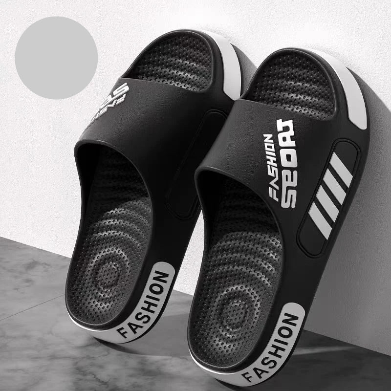 Big Size 48 - 49 Men Slippers Summer Flat Sole Home Slippers For Women Man Open Toe Trend Slides Couple Light Beach Shoes Sandals - Checkouts UK