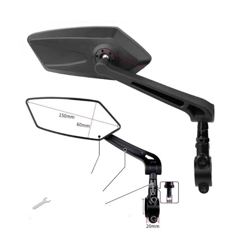Bike Rearview Mirror Reflector Adjustable Rotatable Handlebar Mirror Clear Rearview Electric Scooter Cycling Bicycle Accessories - Checkouts UK