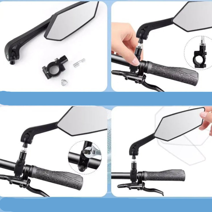 Bike Rearview Mirror Reflector Adjustable Rotatable Handlebar Mirror Clear Rearview Electric Scooter Cycling Bicycle Accessories - Checkouts UK