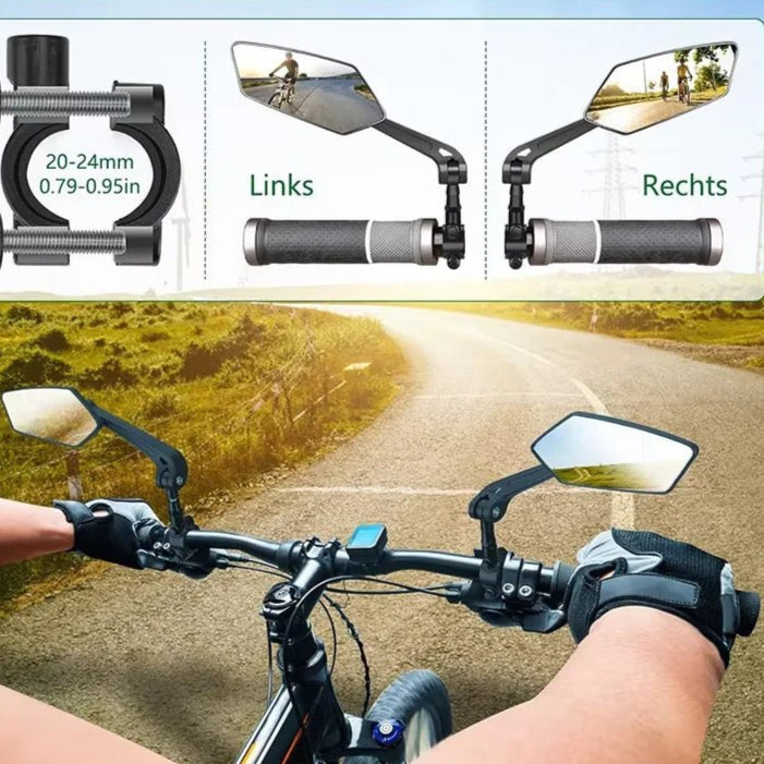 Bike Rearview Mirror Reflector Adjustable Rotatable Handlebar Mirror Clear Rearview Electric Scooter Cycling Bicycle Accessories - Checkouts UK