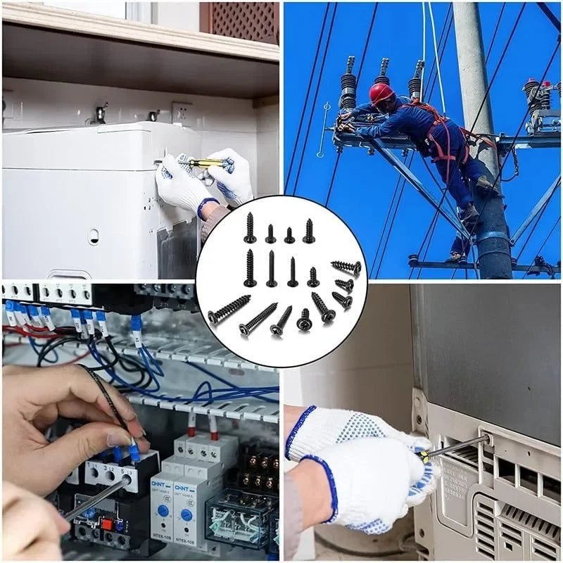 Black Self - Tapping Screw Cross Drill Woodworking Installation Fasteners Screws Household Hardware Repair Tools Assortment Kits - Checkouts USA