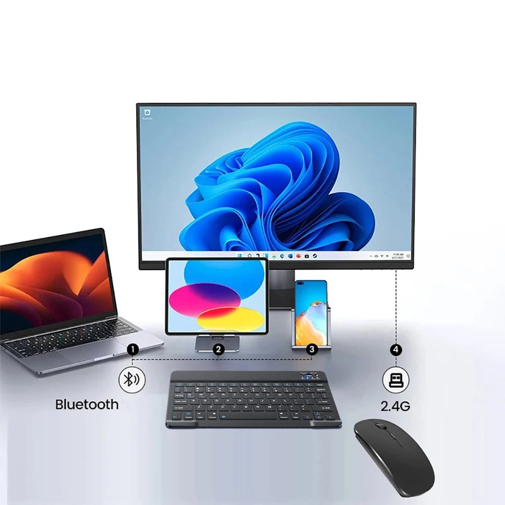 Bluetooth Wireless Keyboard Mini Keyboard For MacBook iPad 2.4G Rechargeable Gaming Receiver For Android iOS Windows - Checkouts UK