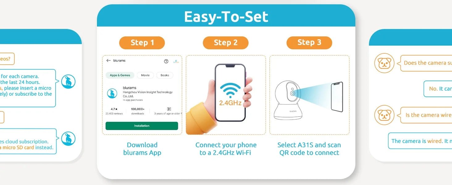 blurams Pet Camera 2K, 360° Indoor Security Camera, Dog Camera with Phone App, PTZ Cameras for Home Security Indoor, 2 - Way Audio - Furbury