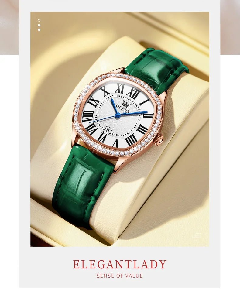 Brand watch diamond - encrusted outer ring single calendar ladies quartz watch waterproof watch 5511 - Checkouts USA