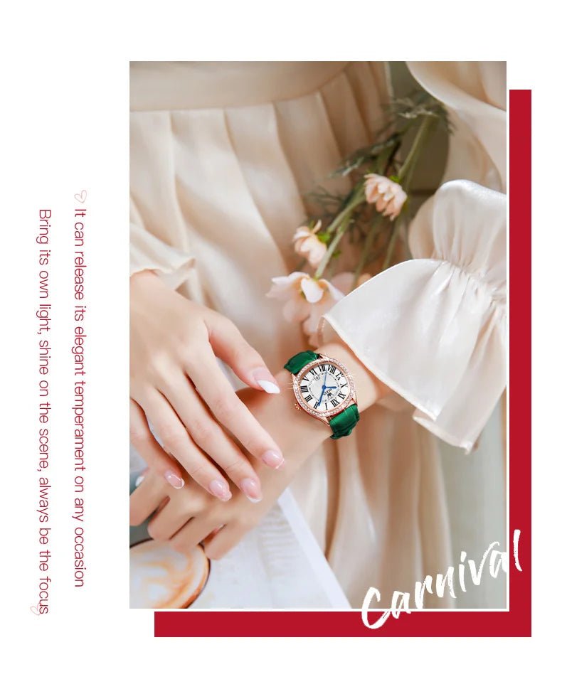 Brand watch diamond - encrusted outer ring single calendar ladies quartz watch waterproof watch 5511 - Checkouts USA