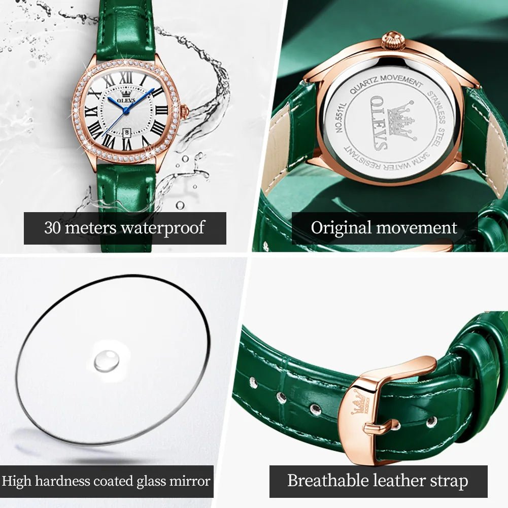 Brand watch diamond - encrusted outer ring single calendar ladies quartz watch waterproof watch 5511 - Checkouts USA