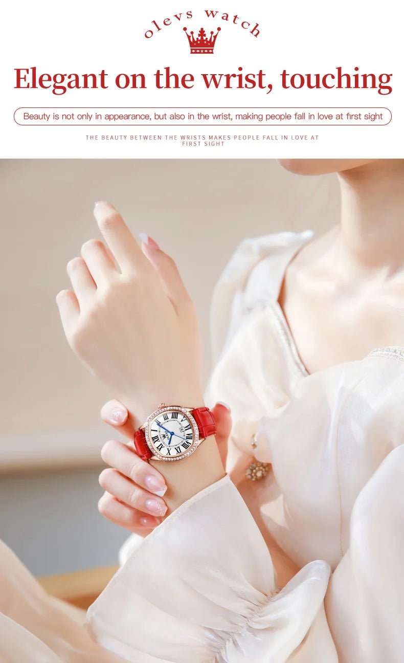 Brand watch diamond - encrusted outer ring single calendar ladies quartz watch waterproof watch 5511 - Checkouts USA