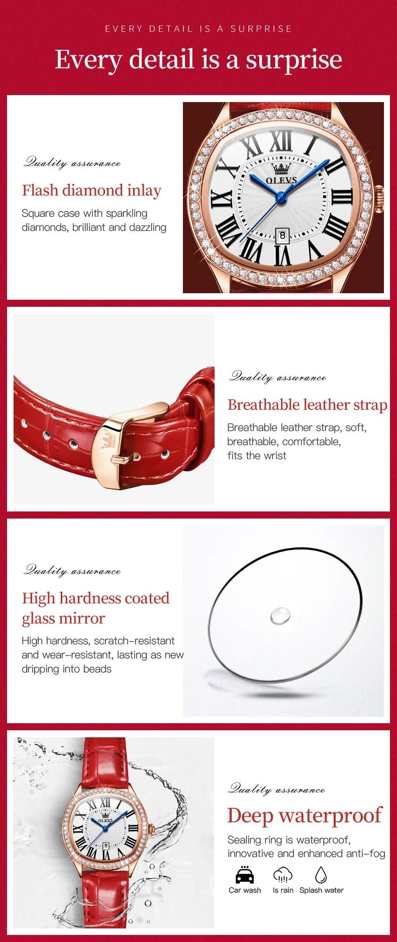 Brand watch diamond - encrusted outer ring single calendar ladies quartz watch waterproof watch 5511 - Checkouts USA